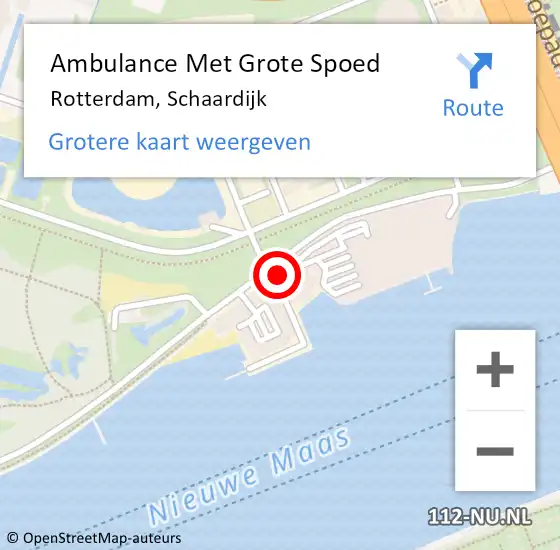 Locatie op kaart van de 112 melding: Ambulance Met Grote Spoed Naar Rotterdam, Schaardijk op 13 augustus 2022 18:47