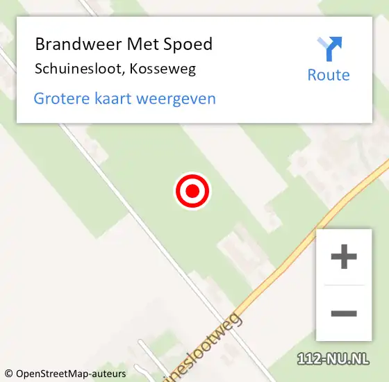 Locatie op kaart van de 112 melding: Brandweer Met Spoed Naar Schuinesloot, Kosseweg op 13 augustus 2022 18:50