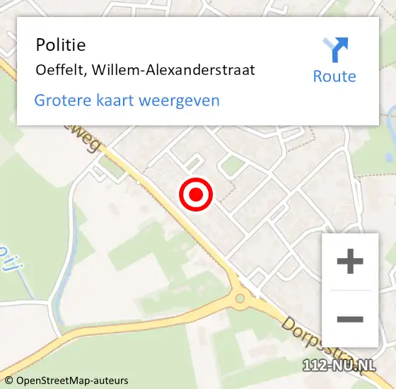 Locatie op kaart van de 112 melding: Politie Oeffelt, Willem-Alexanderstraat op 13 augustus 2022 18:53