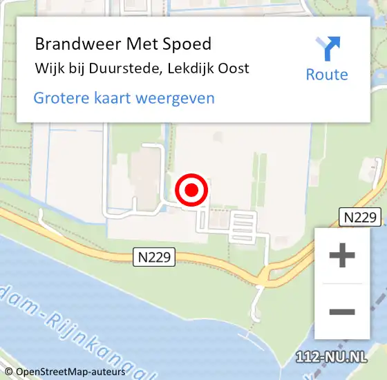 Locatie op kaart van de 112 melding: Brandweer Met Spoed Naar Wijk bij Duurstede, Lekdijk Oost op 13 augustus 2022 19:00