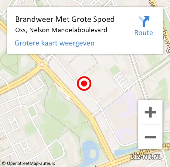 Locatie op kaart van de 112 melding: Brandweer Met Grote Spoed Naar Oss, Nelson Mandelaboulevard op 13 augustus 2022 19:02