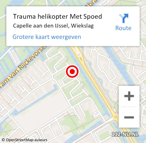 Locatie op kaart van de 112 melding: Trauma helikopter Met Spoed Naar Capelle aan den IJssel, Wiekslag op 13 augustus 2022 19:21