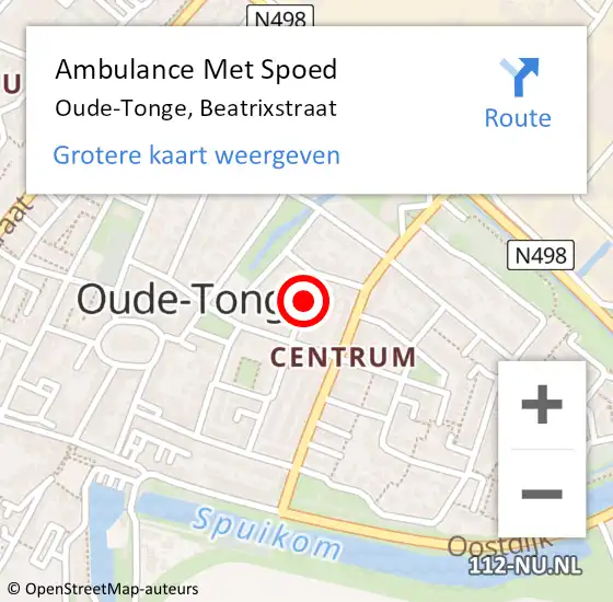 Locatie op kaart van de 112 melding: Ambulance Met Spoed Naar Oude-Tonge, Beatrixstraat op 13 augustus 2022 19:32