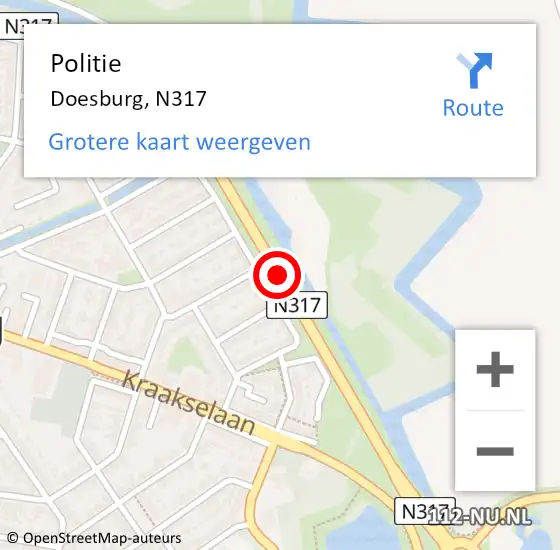 Locatie op kaart van de 112 melding: Politie Doesburg, N317 op 9 oktober 2013 15:24