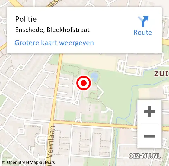 Locatie op kaart van de 112 melding: Politie Enschede, Bleekhofstraat op 13 augustus 2022 19:39