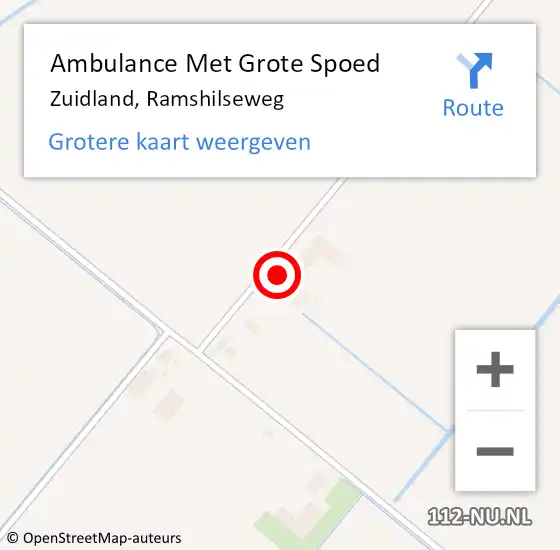 Locatie op kaart van de 112 melding: Ambulance Met Grote Spoed Naar Zuidland, Ramshilseweg op 13 augustus 2022 19:49