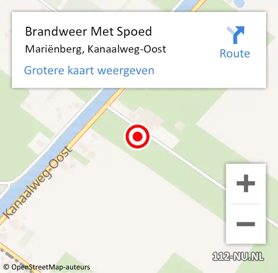 Locatie op kaart van de 112 melding: Brandweer Met Spoed Naar Mariënberg, Kanaalweg-Oost op 13 augustus 2022 19:53