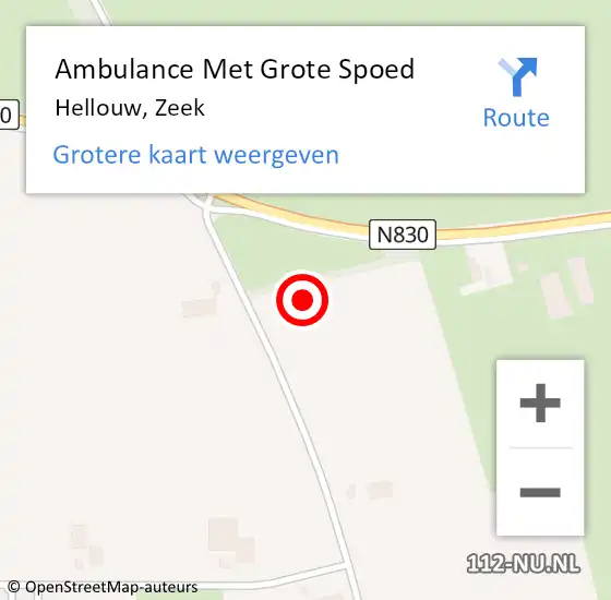 Locatie op kaart van de 112 melding: Ambulance Met Grote Spoed Naar Hellouw, Zeek op 13 augustus 2022 19:56