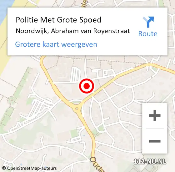 Locatie op kaart van de 112 melding: Politie Met Grote Spoed Naar Noordwijk, Abraham van Royenstraat op 13 augustus 2022 19:56