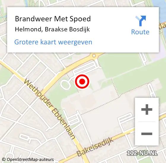 Locatie op kaart van de 112 melding: Brandweer Met Spoed Naar Helmond, Braakse Bosdijk op 13 augustus 2022 20:00