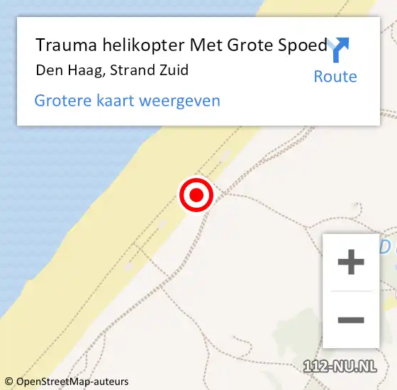 Locatie op kaart van de 112 melding: Trauma helikopter Met Grote Spoed Naar Den Haag, Strand Zuid op 13 augustus 2022 20:05