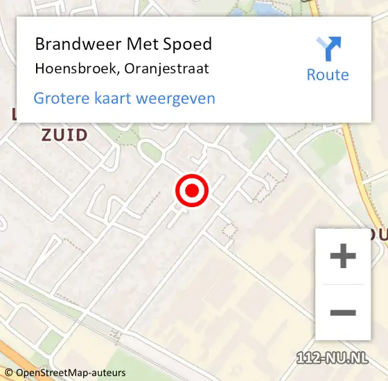 Locatie op kaart van de 112 melding: Brandweer Met Spoed Naar Hoensbroek, Oranjestraat op 13 augustus 2022 20:13