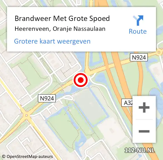 Locatie op kaart van de 112 melding: Brandweer Met Grote Spoed Naar Heerenveen, Oranje Nassaulaan op 13 augustus 2022 20:15