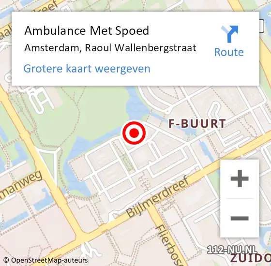 Locatie op kaart van de 112 melding: Ambulance Met Spoed Naar Amsterdam-Zuidoost, Raoul Wallenbergstraat op 13 augustus 2022 20:33