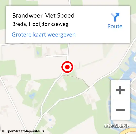 Locatie op kaart van de 112 melding: Brandweer Met Spoed Naar Breda, Hooijdonkseweg op 13 augustus 2022 20:51