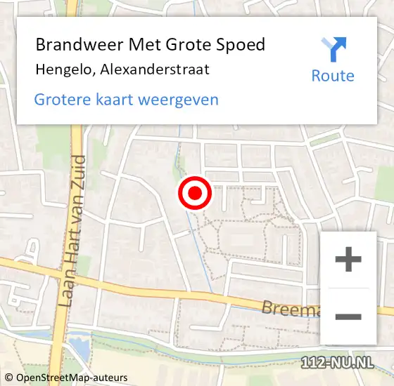 Locatie op kaart van de 112 melding: Brandweer Met Grote Spoed Naar Hengelo, Alexanderstraat op 9 oktober 2013 15:26