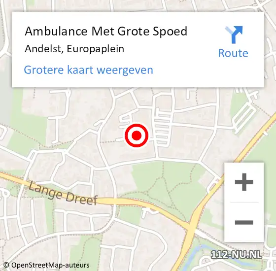 Locatie op kaart van de 112 melding: Ambulance Met Grote Spoed Naar Andelst, Europaplein op 13 augustus 2022 21:11