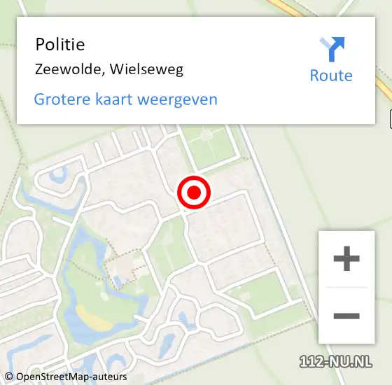 Locatie op kaart van de 112 melding: Politie Zeewolde, Wielseweg op 13 augustus 2022 21:12