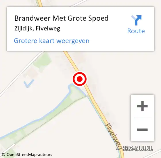 Locatie op kaart van de 112 melding: Brandweer Met Grote Spoed Naar Zijldijk, Fivelweg op 13 augustus 2022 21:29