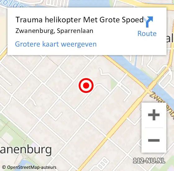 Locatie op kaart van de 112 melding: Trauma helikopter Met Grote Spoed Naar Zwanenburg, Sparrenlaan op 13 augustus 2022 21:38