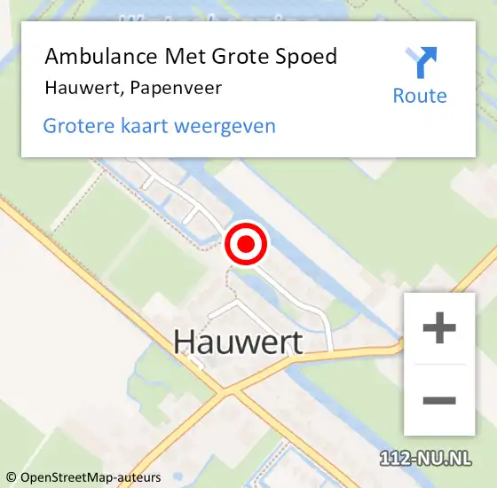 Locatie op kaart van de 112 melding: Ambulance Met Grote Spoed Naar Hauwert, Papenveer op 13 augustus 2022 21:52