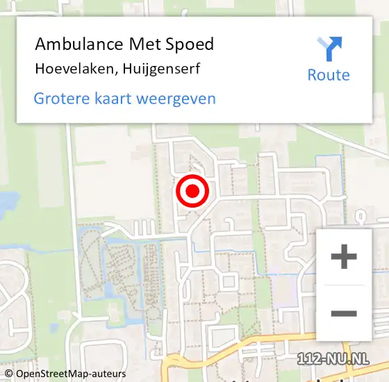 Locatie op kaart van de 112 melding: Ambulance Met Spoed Naar Hoevelaken, Huijgenserf op 13 augustus 2022 21:54