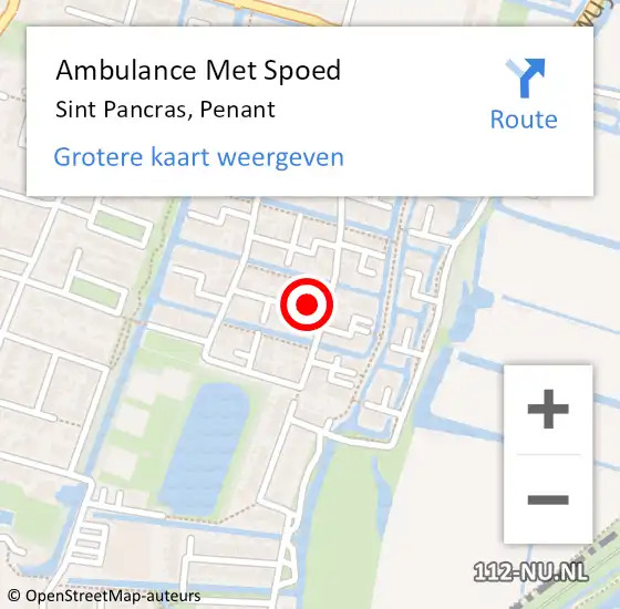 Locatie op kaart van de 112 melding: Ambulance Met Spoed Naar Sint Pancras, Penant op 13 augustus 2022 21:59