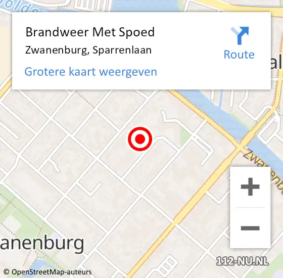 Locatie op kaart van de 112 melding: Brandweer Met Spoed Naar Zwanenburg, Sparrenlaan op 13 augustus 2022 22:15