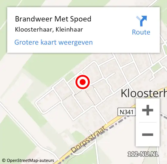 Locatie op kaart van de 112 melding: Brandweer Met Spoed Naar Kloosterhaar, Kleinhaar op 13 augustus 2022 22:15