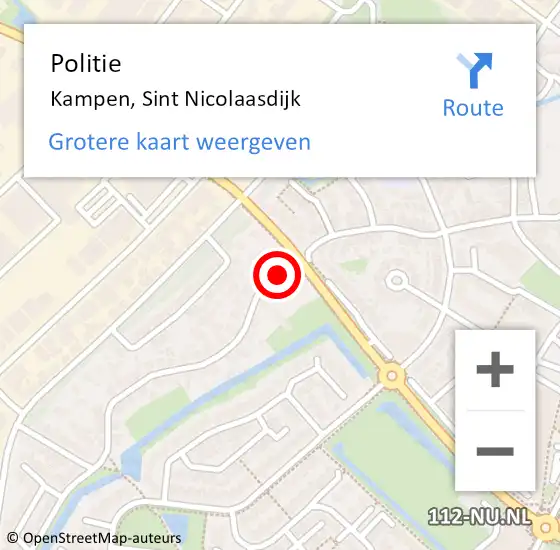 Locatie op kaart van de 112 melding: Politie Kampen, Sint Nicolaasdijk op 13 augustus 2022 22:20