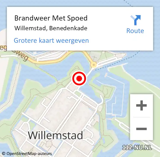 Locatie op kaart van de 112 melding: Brandweer Met Spoed Naar Willemstad, Benedenkade op 13 augustus 2022 22:32