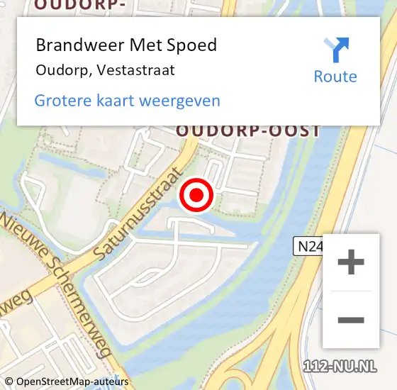 Locatie op kaart van de 112 melding: Brandweer Met Spoed Naar Oudorp, Vestastraat op 13 augustus 2022 22:35