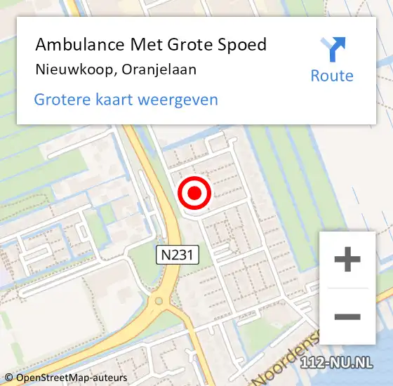 Locatie op kaart van de 112 melding: Ambulance Met Grote Spoed Naar Nieuwkoop, Oranjelaan op 13 augustus 2022 23:05