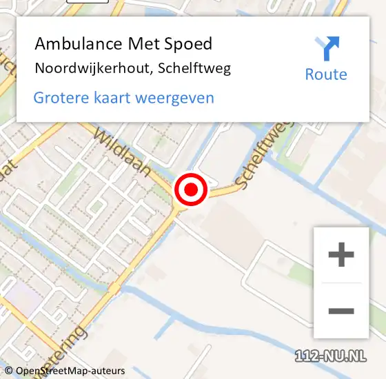 Locatie op kaart van de 112 melding: Ambulance Met Spoed Naar Noordwijkerhout, Schelftweg op 13 augustus 2022 23:08