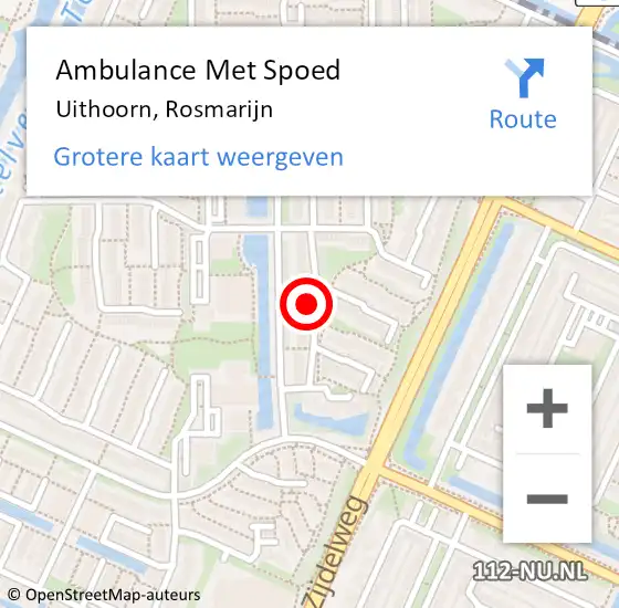 Locatie op kaart van de 112 melding: Ambulance Met Spoed Naar Uithoorn, Rosmarijn op 13 augustus 2022 23:11