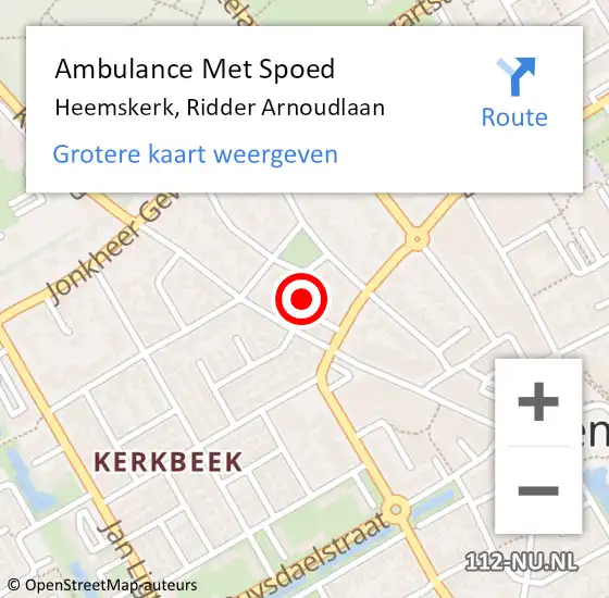 Locatie op kaart van de 112 melding: Ambulance Met Spoed Naar Heemskerk, Ridder Arnoudlaan op 13 augustus 2022 23:11