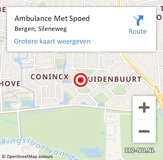 Locatie op kaart van de 112 melding: Ambulance Met Spoed Naar Bergen, Sileneweg op 13 augustus 2022 23:22