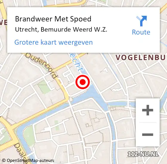 Locatie op kaart van de 112 melding: Brandweer Met Spoed Naar Utrecht, Bemuurde Weerd W.Z. op 13 augustus 2022 23:43