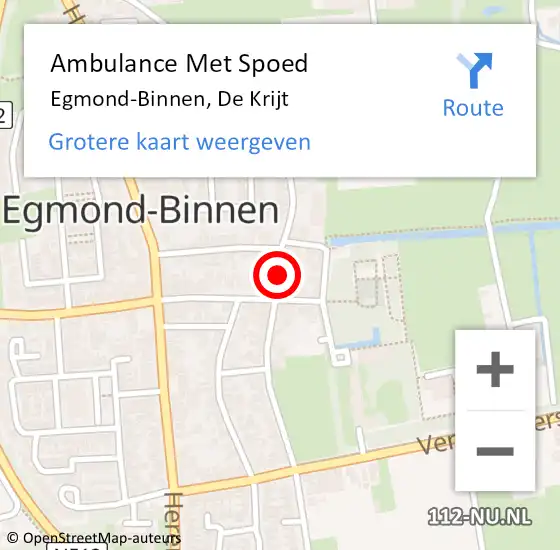 Locatie op kaart van de 112 melding: Ambulance Met Spoed Naar Egmond-Binnen, De Krijt op 13 augustus 2022 23:48