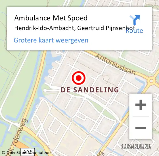 Locatie op kaart van de 112 melding: Ambulance Met Spoed Naar Hendrik-Ido-Ambacht, Geertruid Pijnsenhof op 14 augustus 2022 00:22