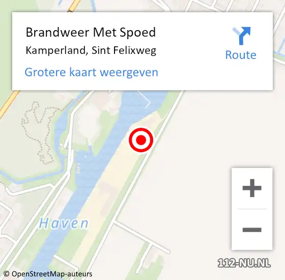 Locatie op kaart van de 112 melding: Brandweer Met Spoed Naar Kamperland, Sint Felixweg op 14 augustus 2022 00:27