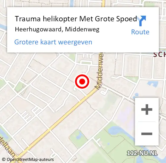 Locatie op kaart van de 112 melding: Trauma helikopter Met Grote Spoed Naar Heerhugowaard, Middenweg op 14 augustus 2022 00:41