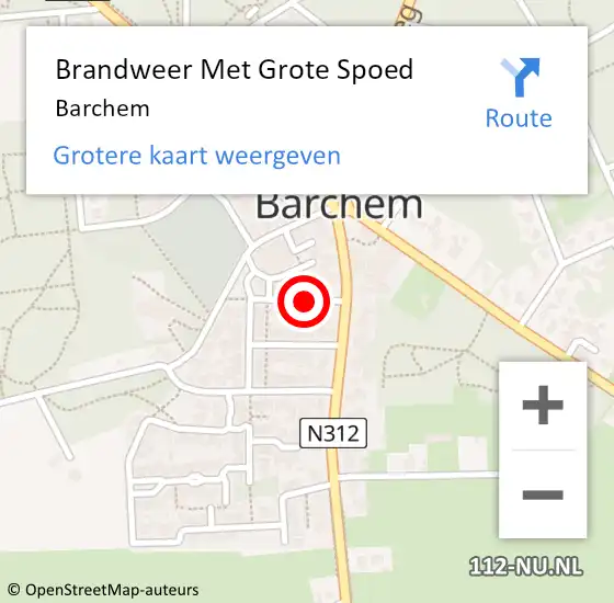 Locatie op kaart van de 112 melding: Brandweer Met Grote Spoed Naar Barchem op 14 augustus 2022 00:42