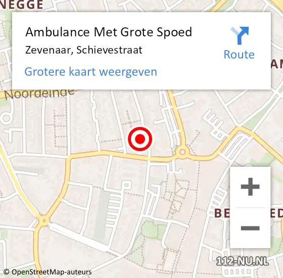 Locatie op kaart van de 112 melding: Ambulance Met Grote Spoed Naar Zevenaar, Schievestraat op 14 augustus 2022 01:06