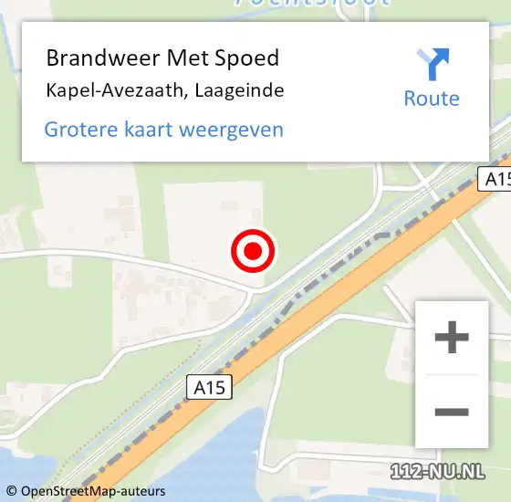 Locatie op kaart van de 112 melding: Brandweer Met Spoed Naar Kapel-Avezaath, Laageinde op 14 augustus 2022 01:13