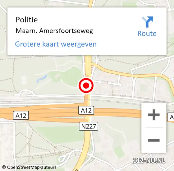 Locatie op kaart van de 112 melding: Politie Maarn, Amersfoortseweg op 26 juli 2014 10:27