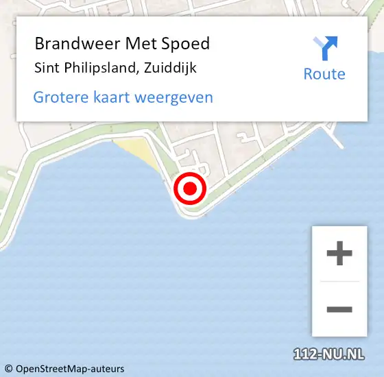 Locatie op kaart van de 112 melding: Brandweer Met Spoed Naar Sint Philipsland, Zuiddijk op 14 augustus 2022 01:46