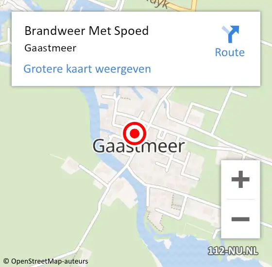 Locatie op kaart van de 112 melding: Brandweer Met Spoed Naar Gaastmeer op 14 augustus 2022 01:46