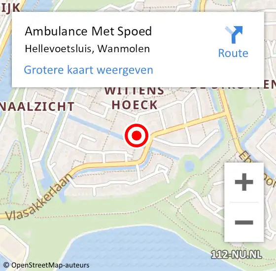 Locatie op kaart van de 112 melding: Ambulance Met Spoed Naar Hellevoetsluis, Wanmolen op 14 augustus 2022 02:33