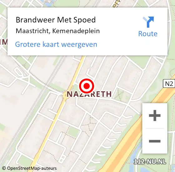 Locatie op kaart van de 112 melding: Brandweer Met Spoed Naar Maastricht, Kemenadeplein op 14 augustus 2022 02:39